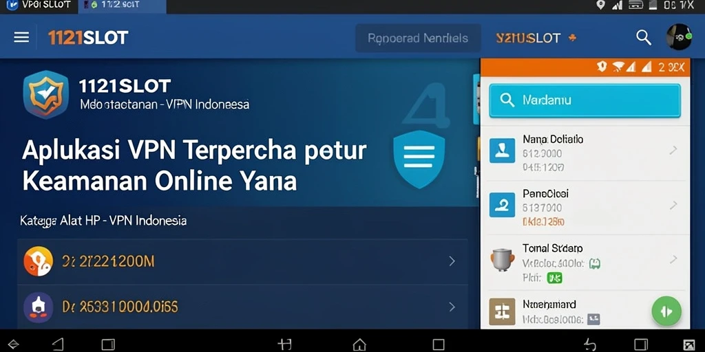 Tampilan antarmuka intuitif dari aplikasi VPN Indonesia 1121SLOT.