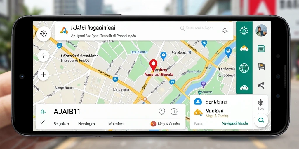Antarmuka AJAIB11 menampilkan peta dan rute navigasi motor yang jelas.