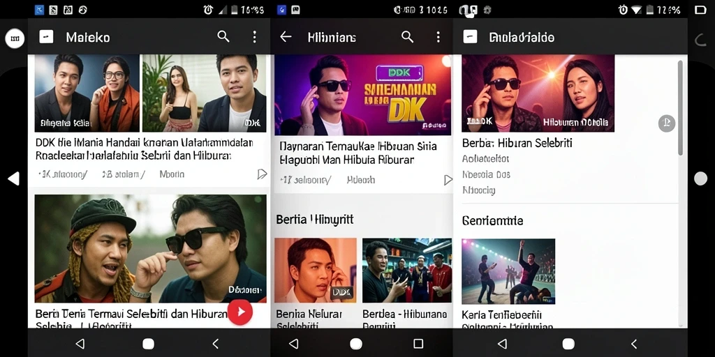 Tampilan antarmuka aplikasi DKK yang menampilkan berita selebriti.