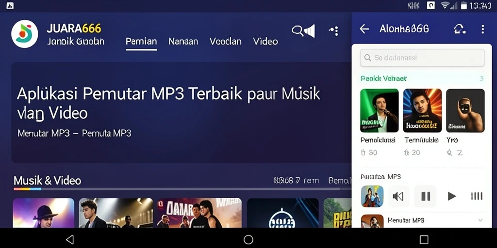 Tampilan antarmuka JUARA666 dengan fungsi Pemutar MP3 yang intuitif.