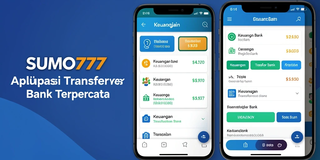 Antarmuka pengguna aplikasi SUMO777 untuk Transfer Bank yang modern dan intuitif.