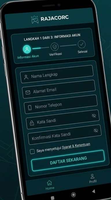 Cara Daftar Akun Baru di rajacorc untuk Pengguna Android